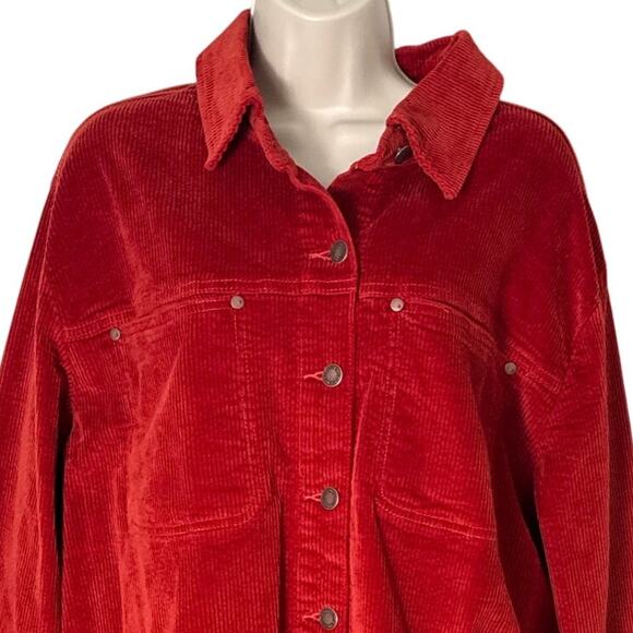 NWT Judy Blue Women's Corduroy Button Down Fringe Shacket in Rust Size 2XL - Picture 12 of 13